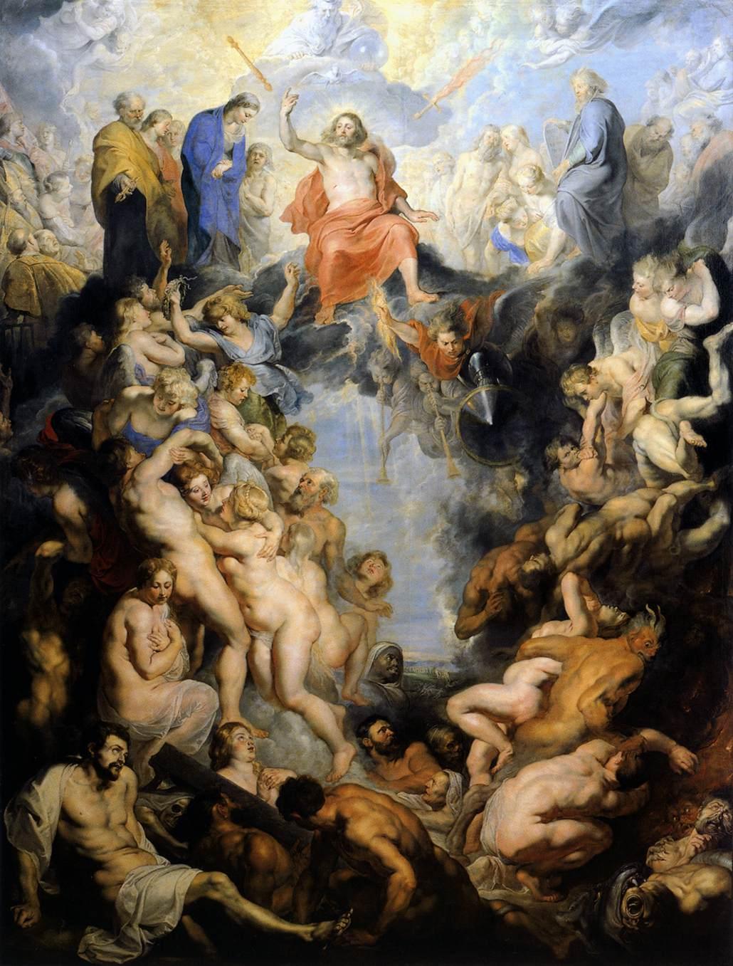 The Great Last Judgement, by Peter Paul Rubens, 1614-1617. Oil on canvas.  Alte Pinakothek, Munich. Melodramatic and sensuous Baroque.