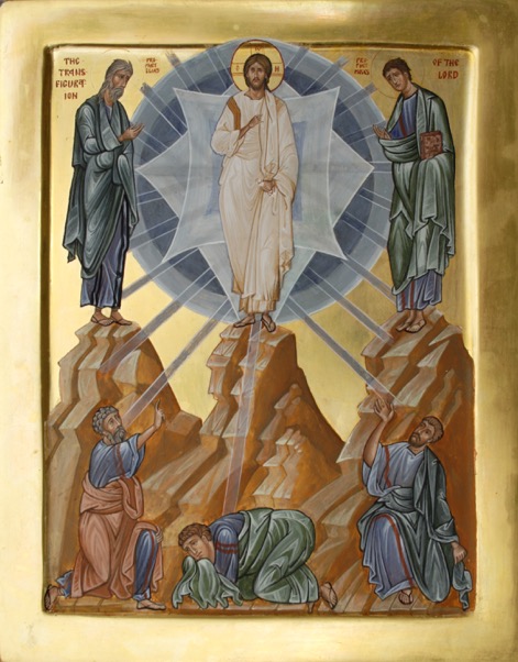 St Gregory Nazianzus and the Transfiguration (by the author). The Church Fathers wrote about divine invisible realities without thereby dishonouring them, and so in the same way icons can indicate their existence without claiming to encapsulate them (like the mandorla around Christ in icons of the Transfiguration which indicate uncreated light.