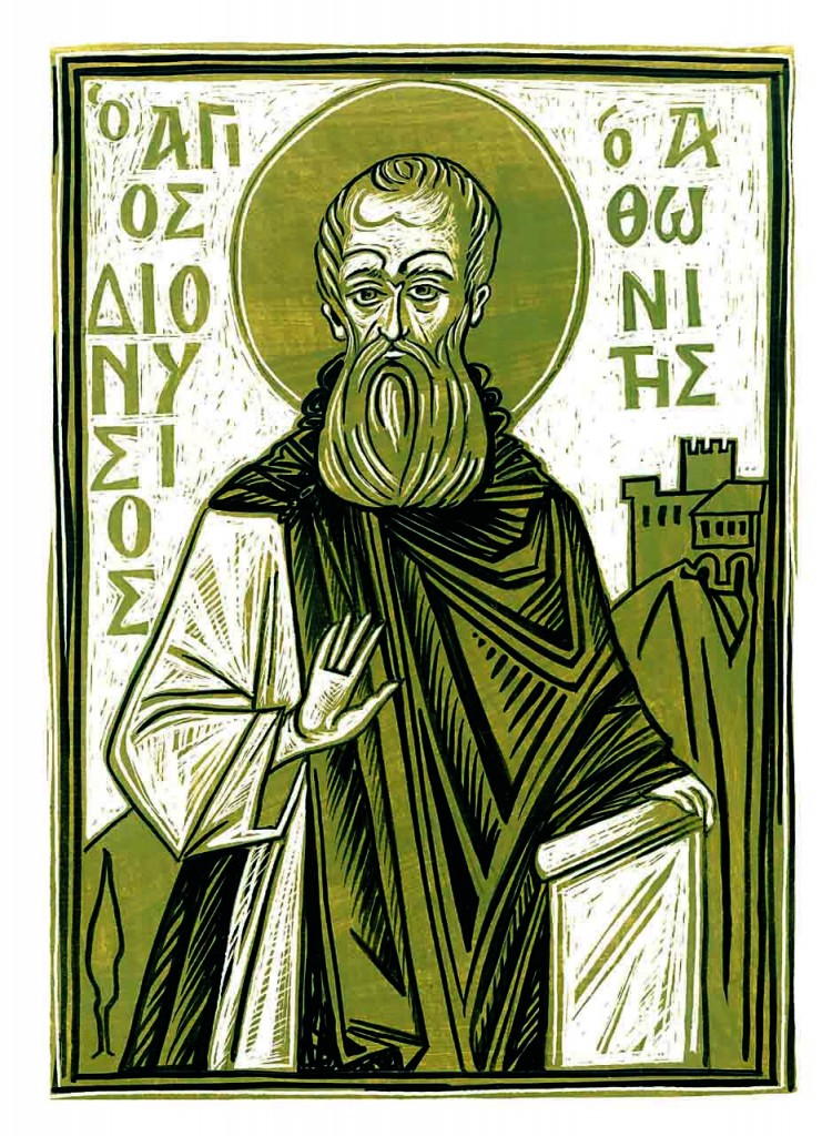 Markos Kampanis, Illustration from the New Synaxaristis, Indikos publishers, 2006-2008. Two color scratch drawing.