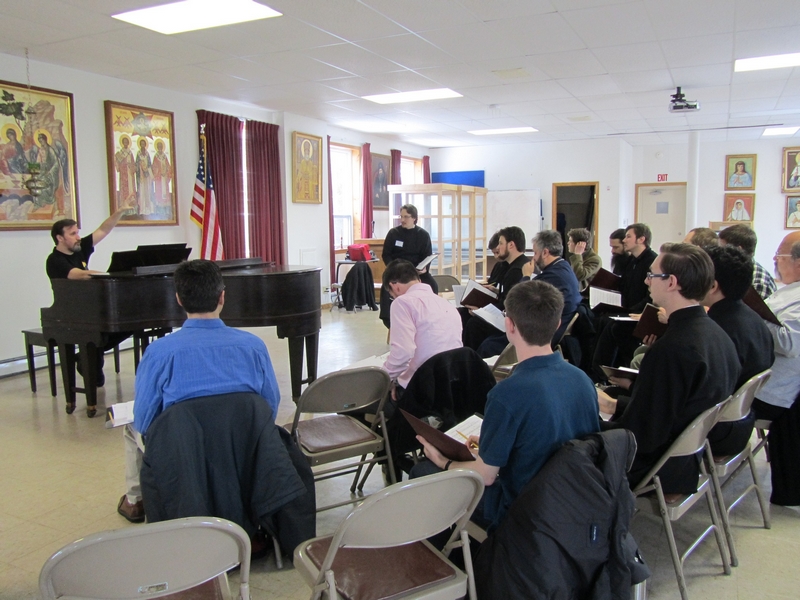 A Male Chorus Master Class, comprised of singers from the U.S. and Canada, organized by PaTRAM (The Patriarch Tikhon Russian-American Music Institute). Jordanville, New York, February 2014