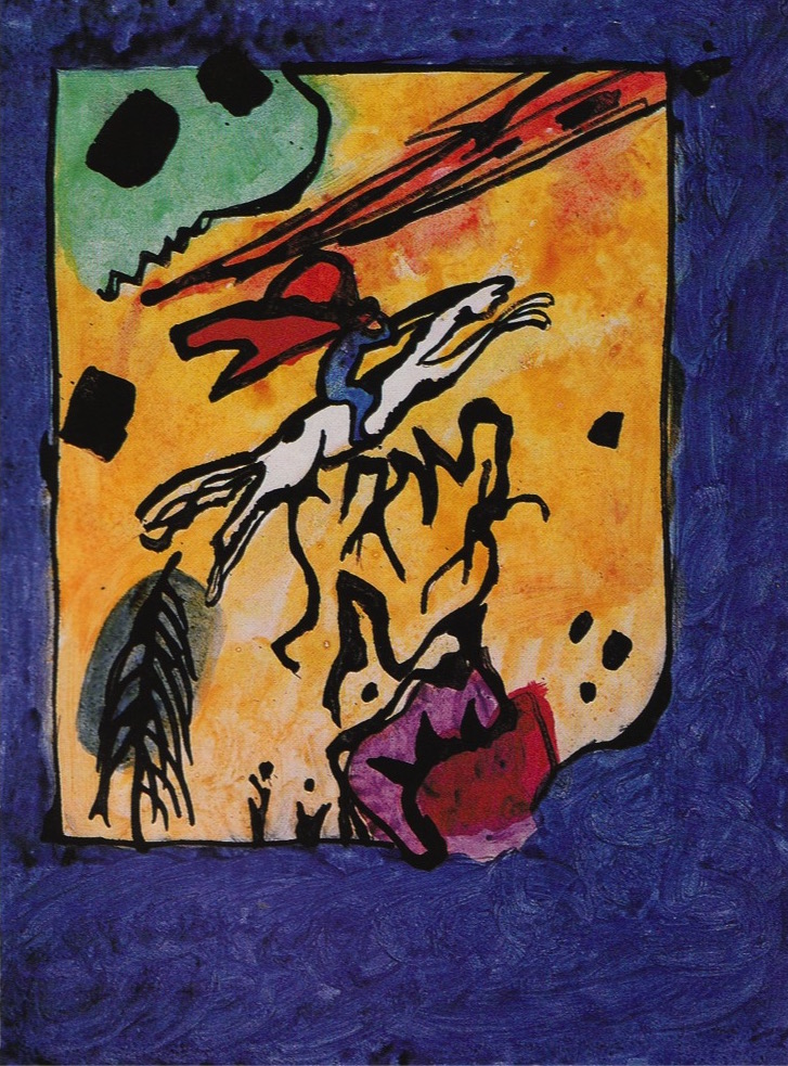Sketch with Horseman. Vasily Kandinsky, 1911, showing the influence of icons, in this case, Elijah in the fiery chariot and St George slaying the dragon.