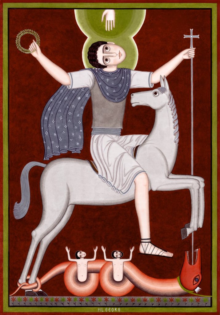 Nikola Sarić - St-George. From the Witness cycle. 100×70 cm, water colour on paper.