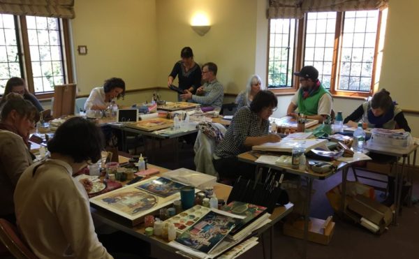 Icon Painting Course students at work in our classroom at the Trinity Centre, Meole Brace
