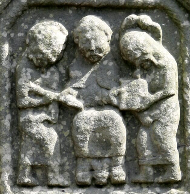 Traditio Legis and Clavium, from an 10th century Irish cross.  