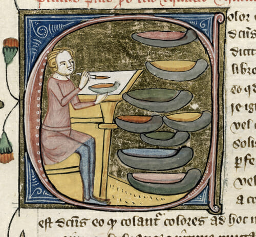 Medieval writings assume a regard for the individual characteristics, or "glory," of each individual pigment, regarding them as jewels harmoniously  arranged in a complicated setting.