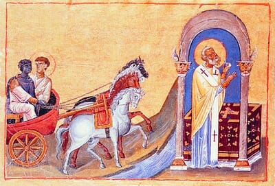 Philip and the Ethiopian Eunuch from the Menologion of St-Basil