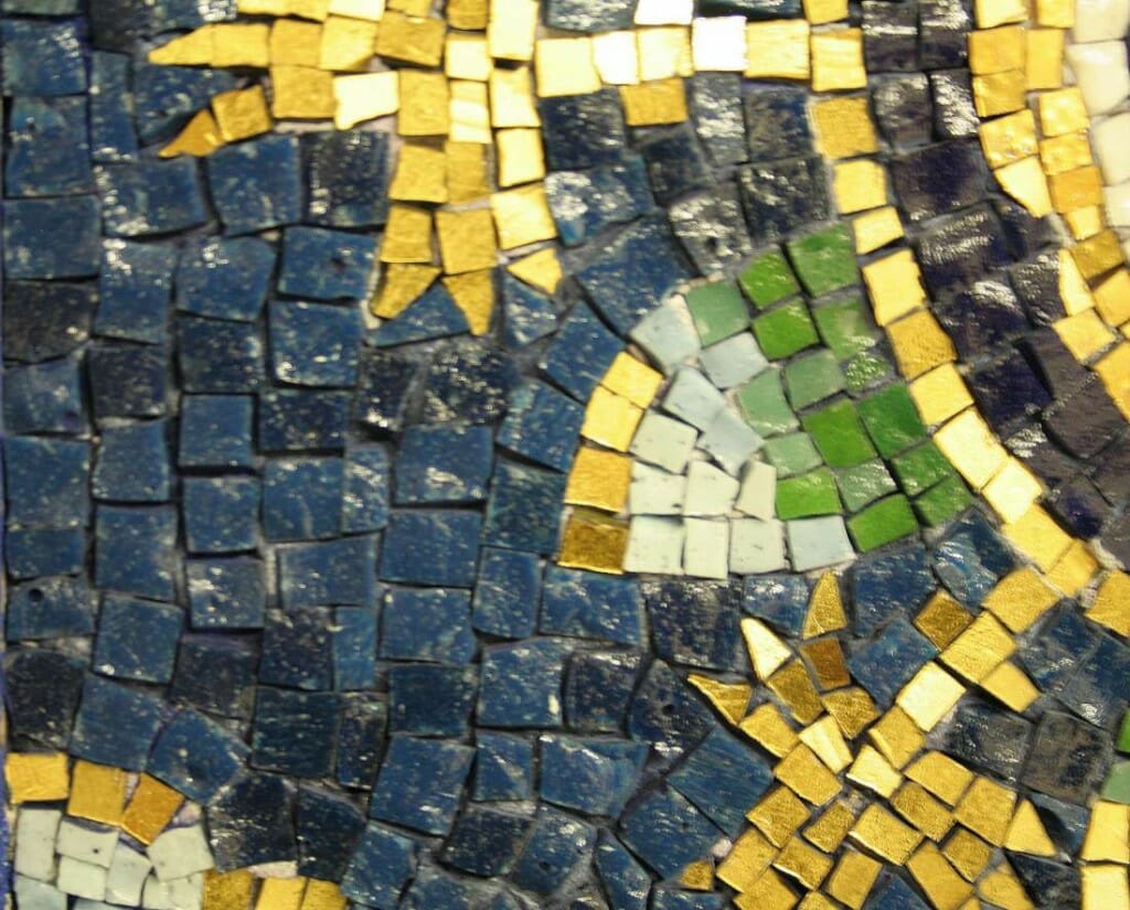 Detail of mosaic in Ravenna, showing shades of blue