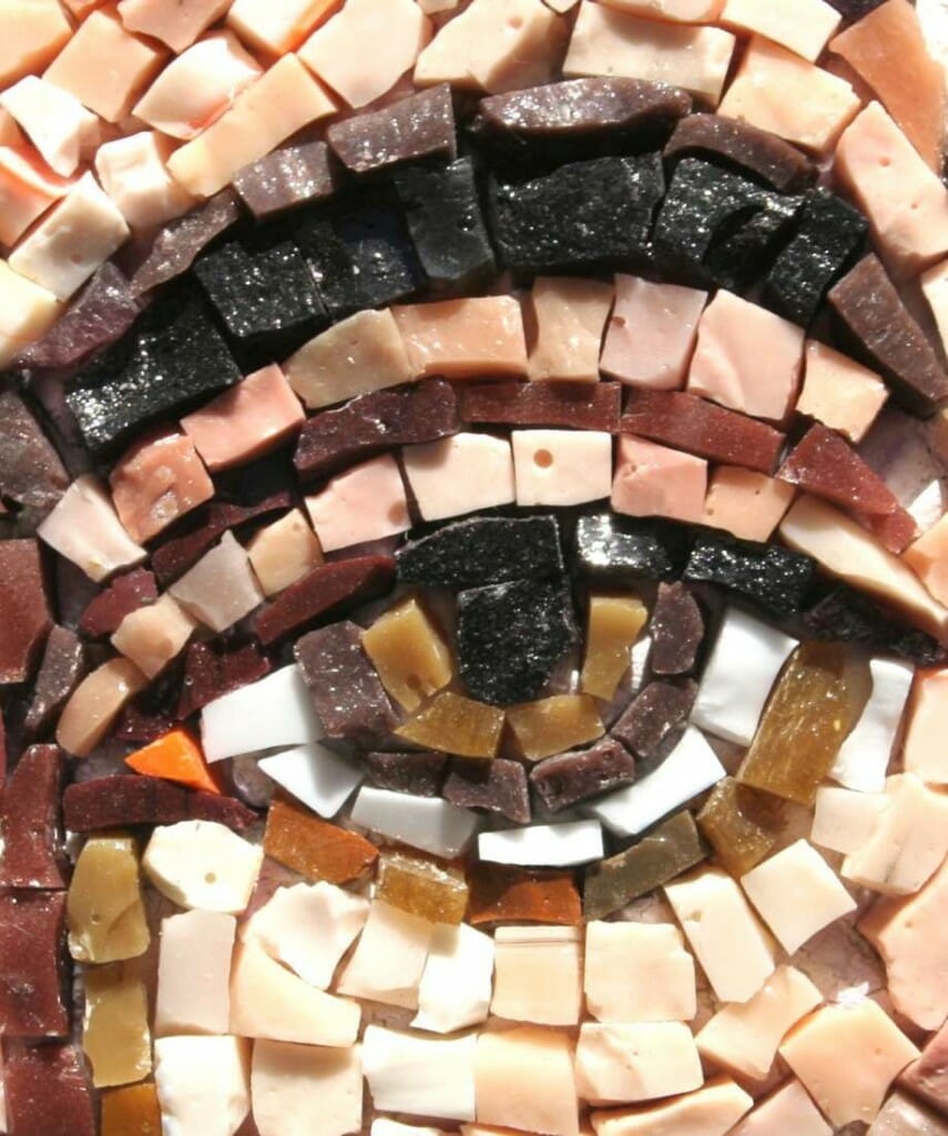 Detail of a mosaic showing the angled tesserae