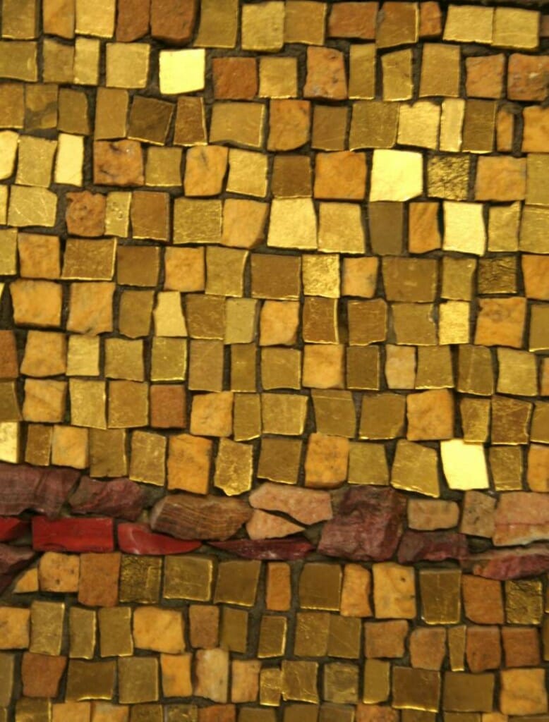 Contemporary mosaic with gold and stone mixed