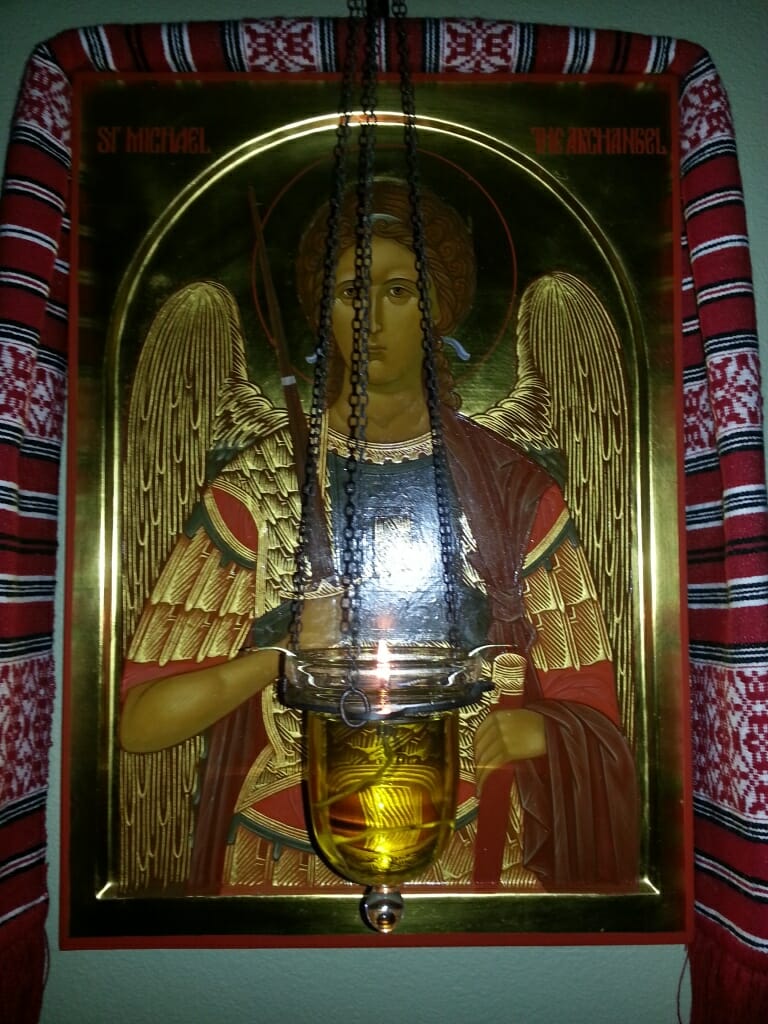 X5 Lampada and icon of Holy St. Michael the Archangel