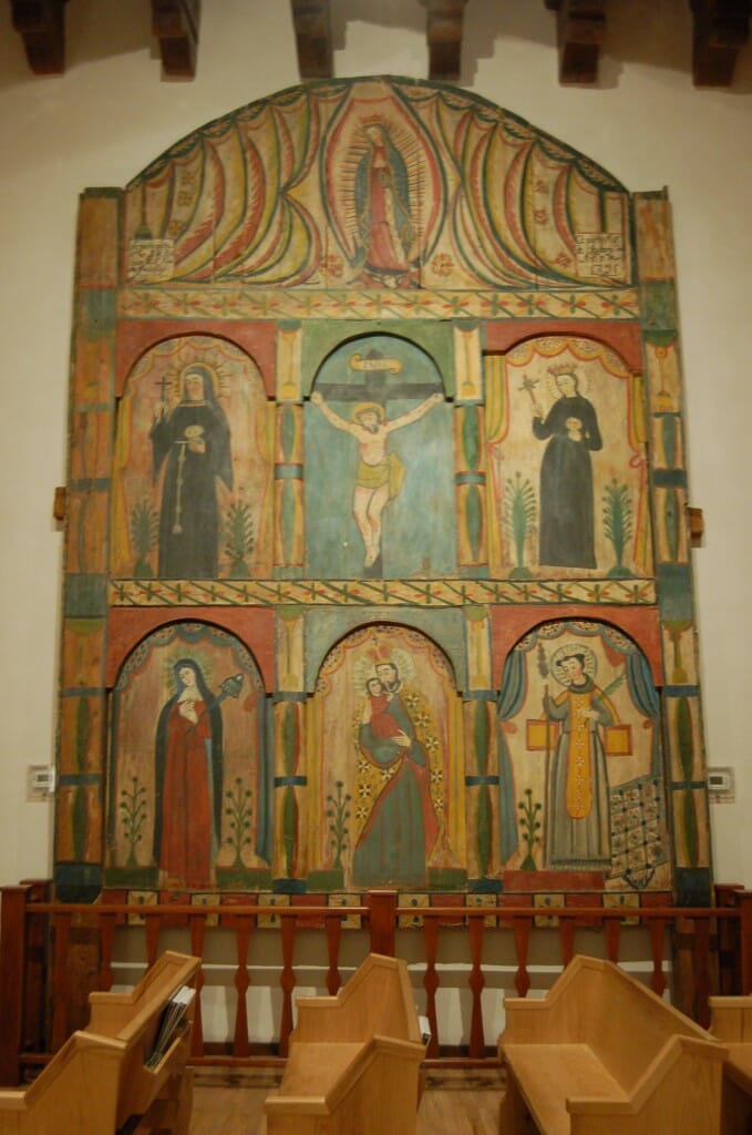 An early-nineteenth-century altar screen installed in Santa Cruz de la Canada Mission, a parish founded in 1695.