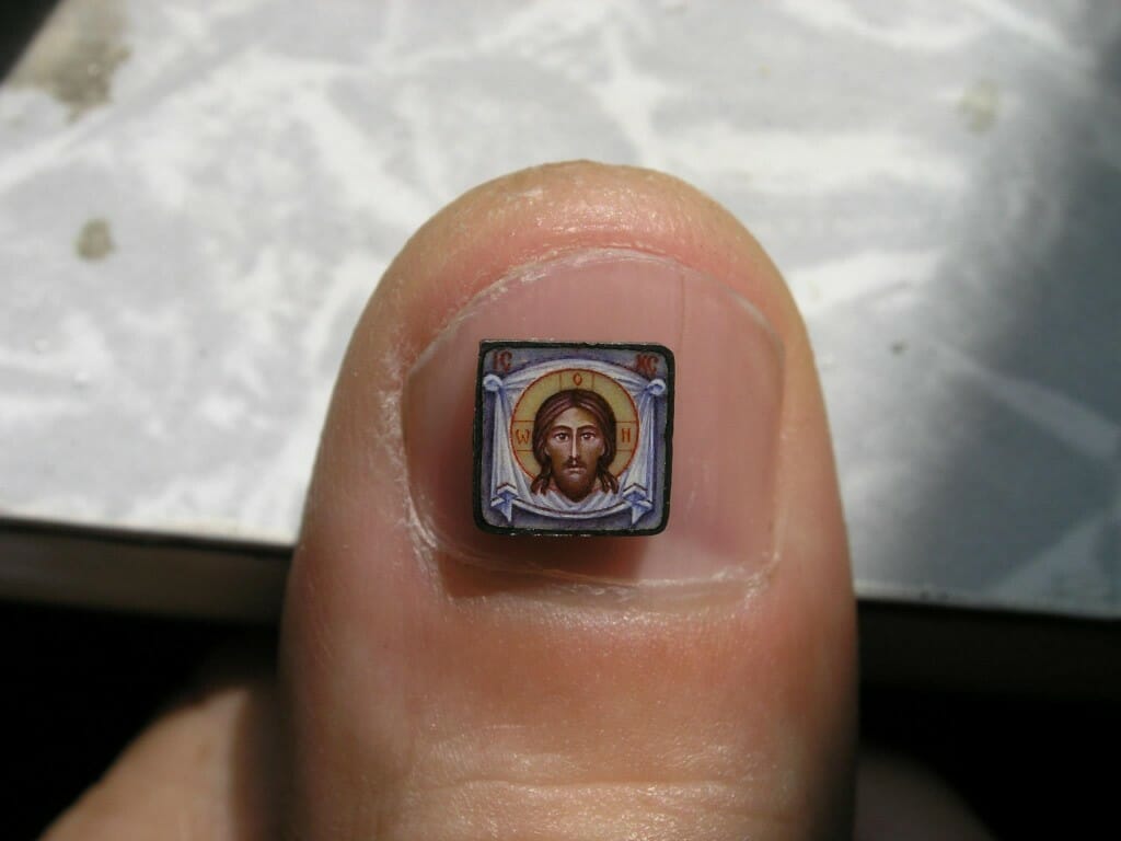 Miniature enamel icon of the Holy Face, by Evgeny Baranov.