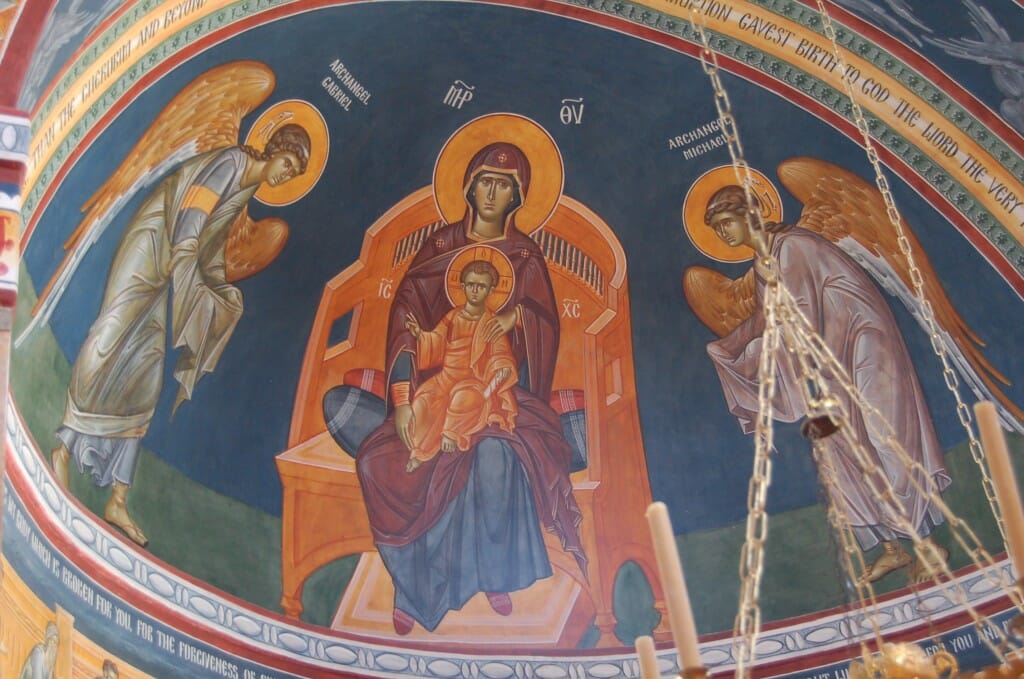 The apse mural at the church - the first phase of painting, completed by Fr. Patrick a number of years ago.