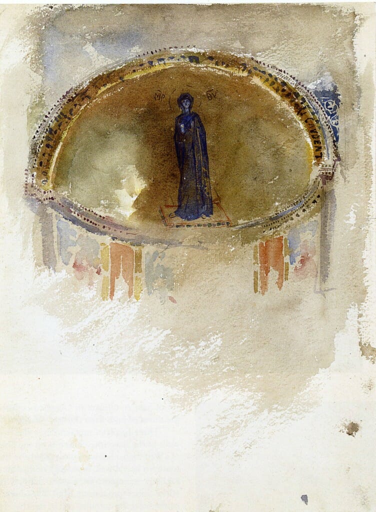 The mosaic of the Theotokos in the Church of Sts. Maria and Donato, Murano. Watercolor by John Singer Sargent, 1898.