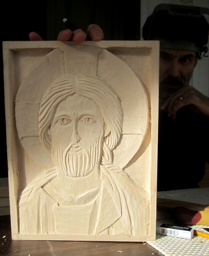 Steve Crider's almost finished icon.  He had never carved before. 