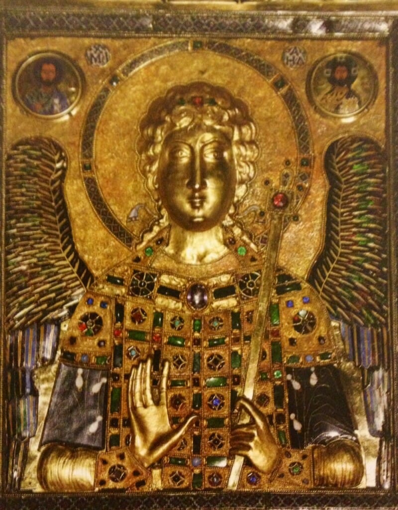 gold icon of st-Michael with enamel and precious stones.  St-Mark's Cathedral, Venice. 