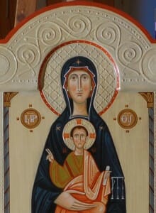 Icon of the Mother of God Enthroned with Christ Child. Detail.