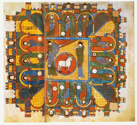 The Heavenly Jerusalem, from the Apocalypse of Saint-Sever, 11th century.