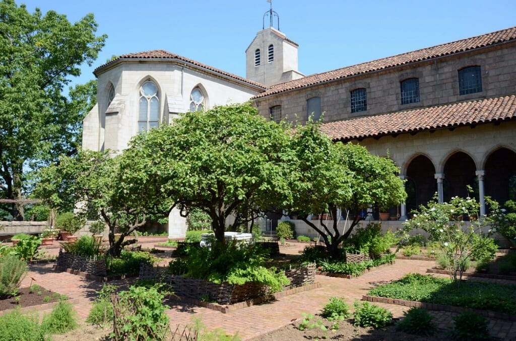 A garden in the style of the medieval west, The Cloisters, NY. These geometrical courtyard gardens are an excellent model for Orthodox churchyards.