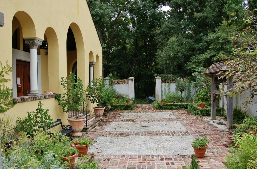 Forecourt garden at Holy Ascension Orthodox Church, Charleston, SC - designed by the author.