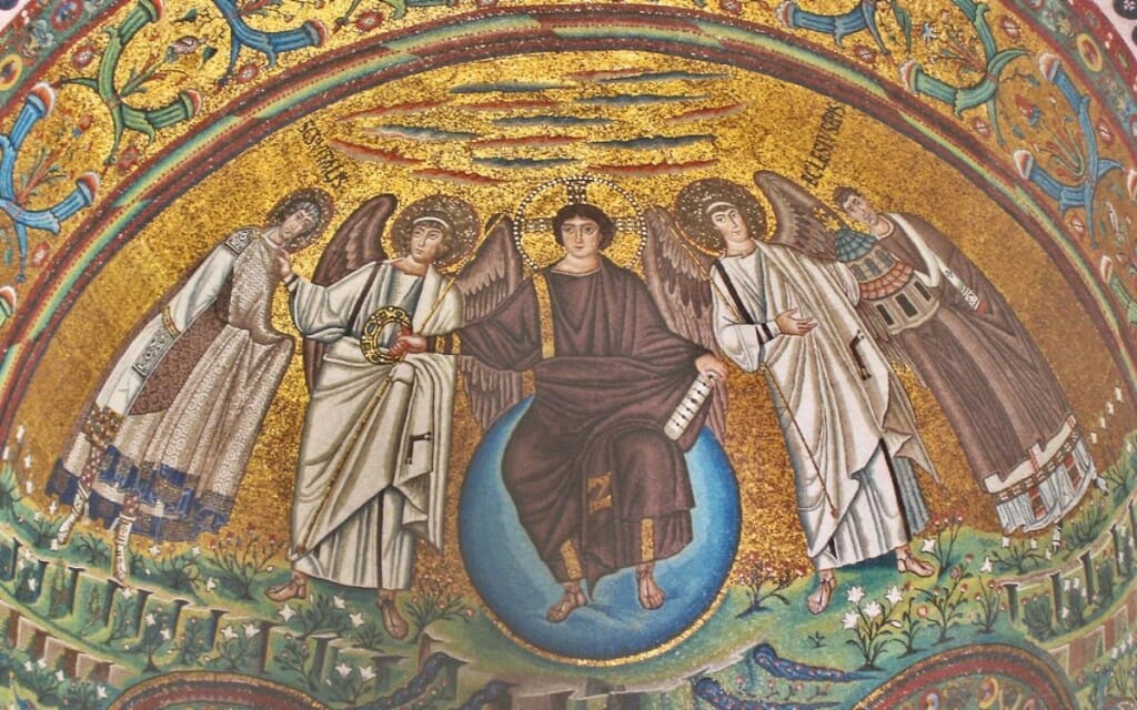 Christ sits on the cosmic orb. Ravenna. 6th century 