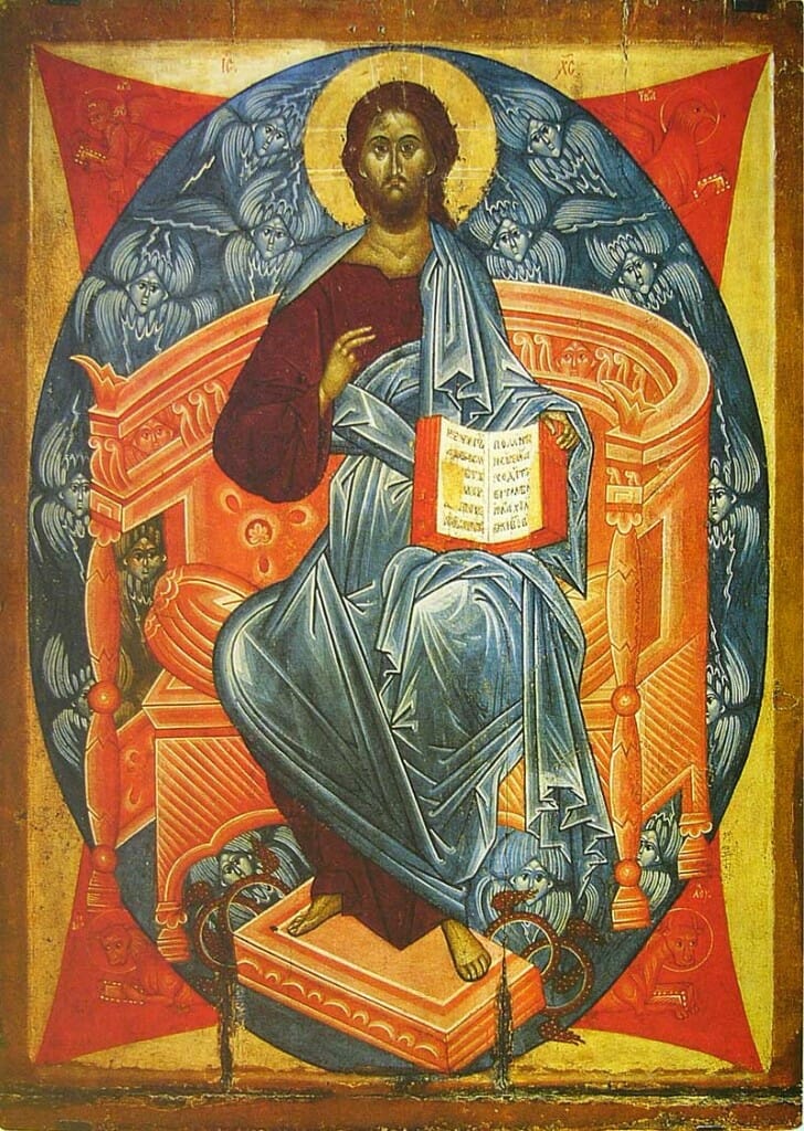 15th century Christ in majesty. Russia