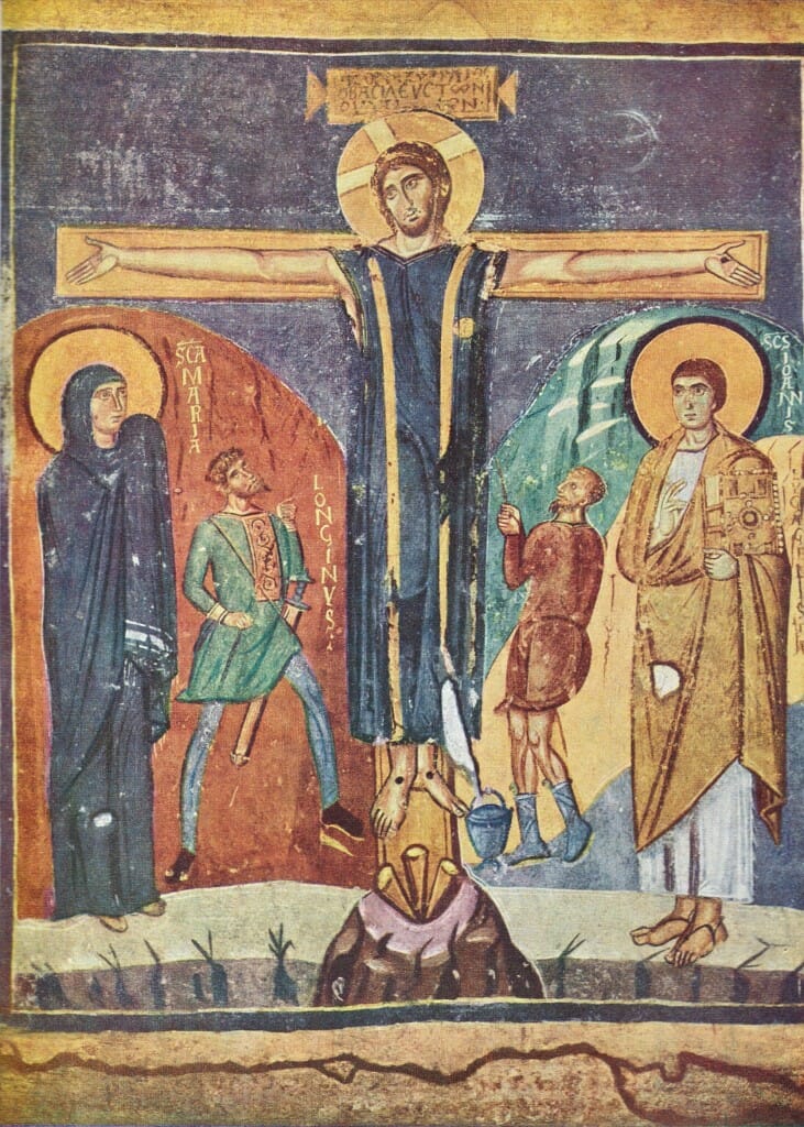 Crucifixion, fresco, from Santa Maria Antiqua, Rome, 741-752AD