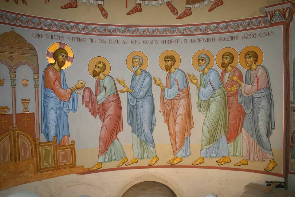 Notice the clothes in the Apostles' clothing, how the the folds close into specific shapes. 