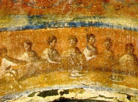 06 capella greca in priscilla catacomb, 2nd c. copy