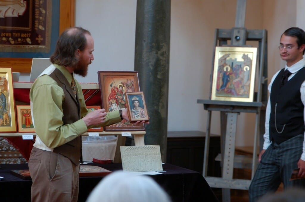 Describing a small icon painted by Alexander Chornii, inspired by the Fayum mummy portraits