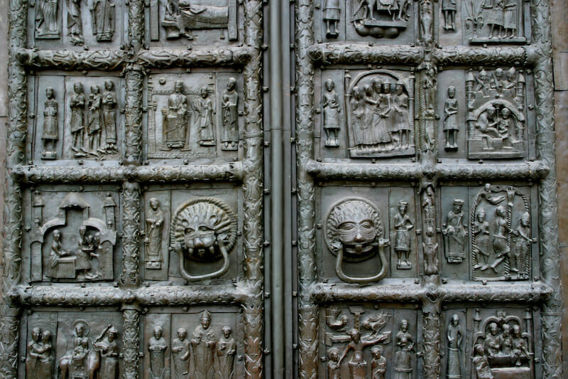 Detail of gates of St-Sophia in Novgorod.