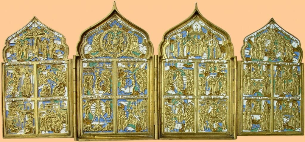 22 old believers four part hinged icon