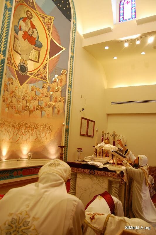 Pantocrator by Isaac Fanous during Coptic liturgy. 