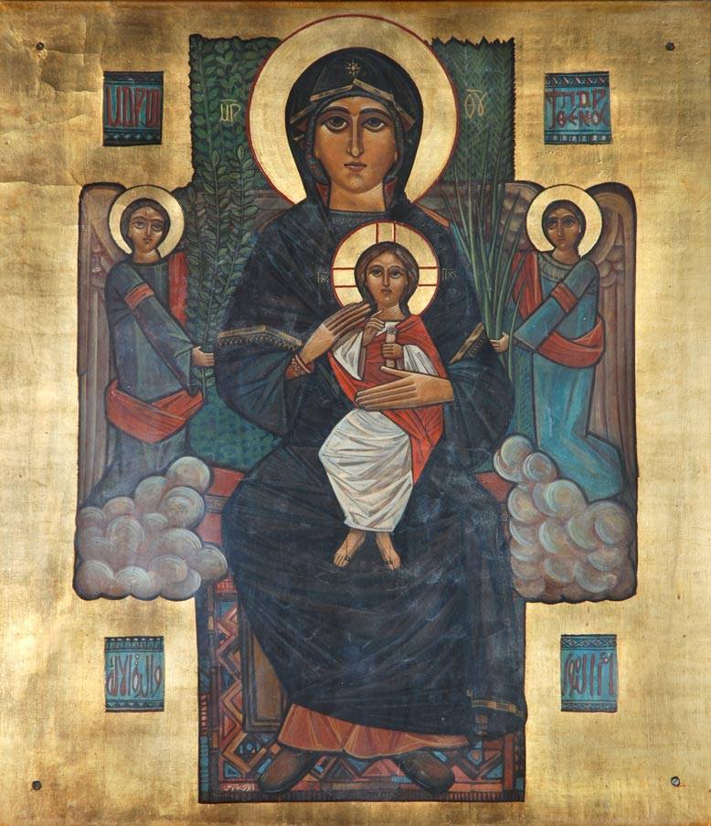 Early icon of the Virgin by Isaac Fanous, circa 1970.  St George Coptic church, Sporting, Alexandria