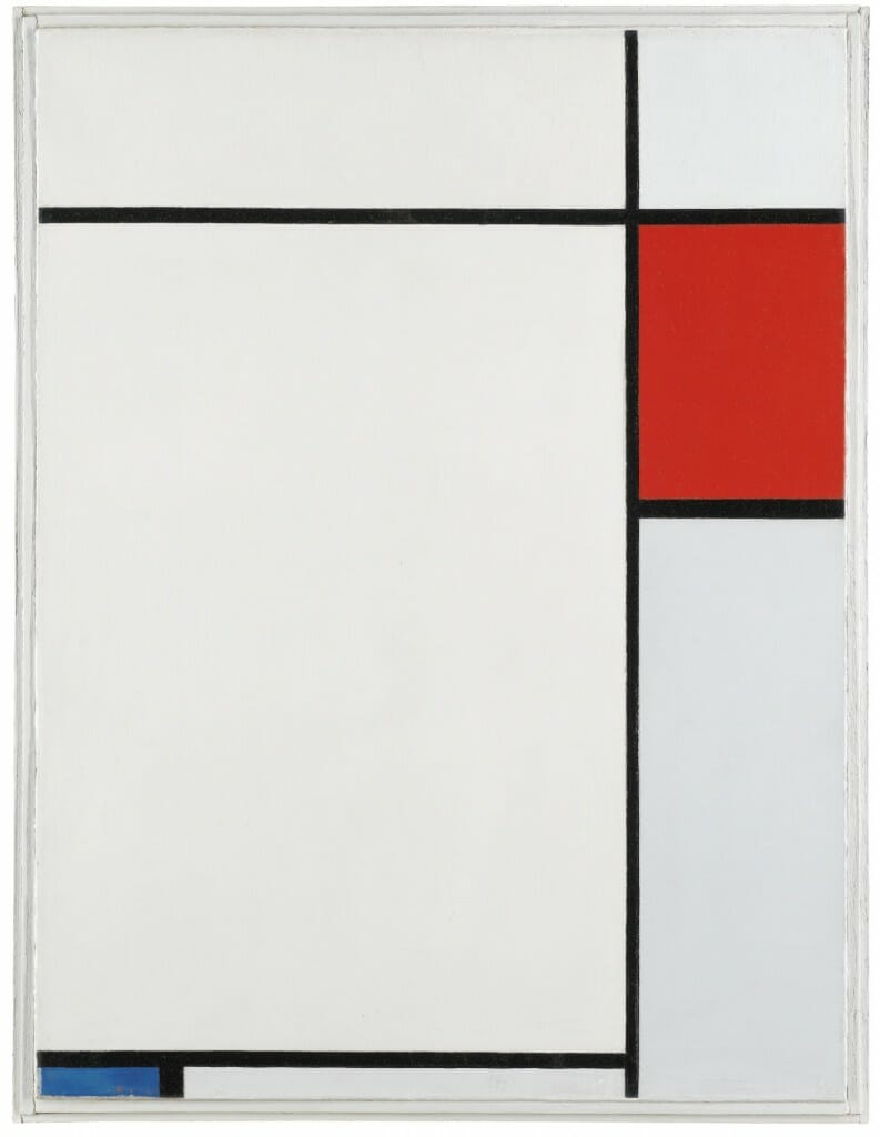 Composition With Red, Blue And Grey, by Piet Mondrian, 1924. Here we see Mondrian's pursuit of "pure abstraction." 
