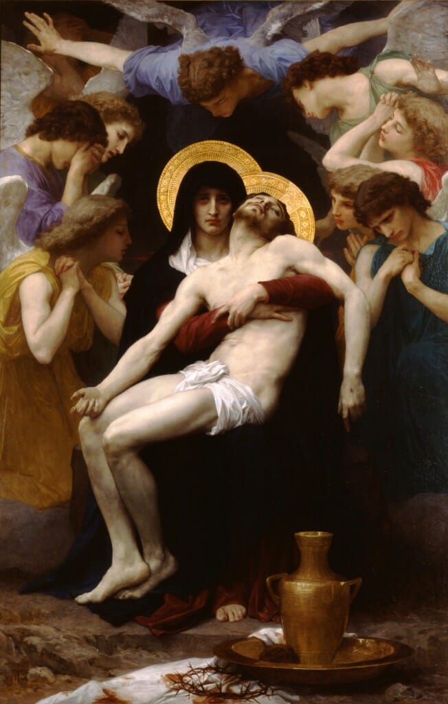 Pietà, by William-Adolphe Bouguereau, 1876. Oil on canvas  90.6 × 58.3 in. A work by one of the foremost Academic painters of the 19th century. 