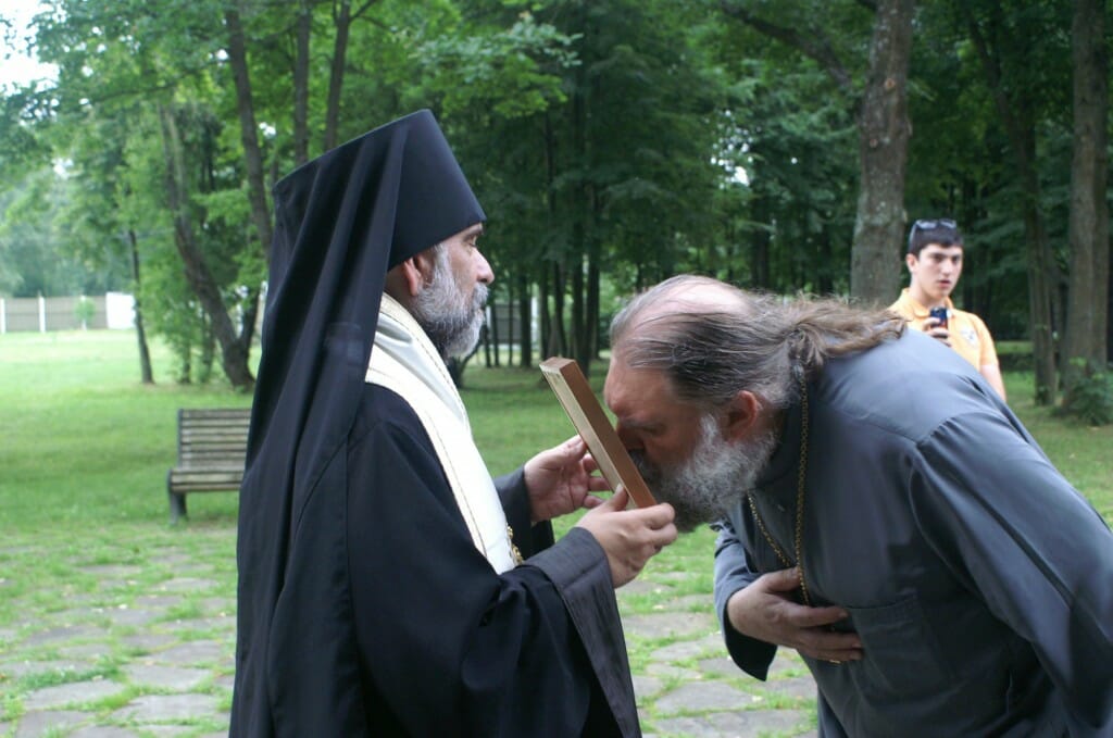 Also from the 2015 tour -  a priest venerates an icon after a memorial service in Butovo - a site of mass martyrdom.