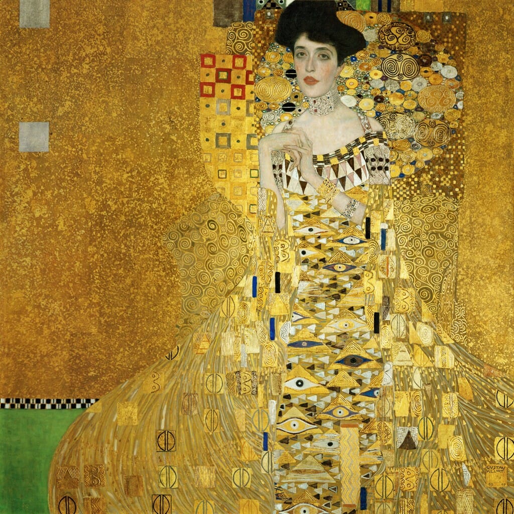 Byzantine space in Art Nouveau painting.  "Portrait of Adele Bloch-Bauer I" by Gustave Klimt