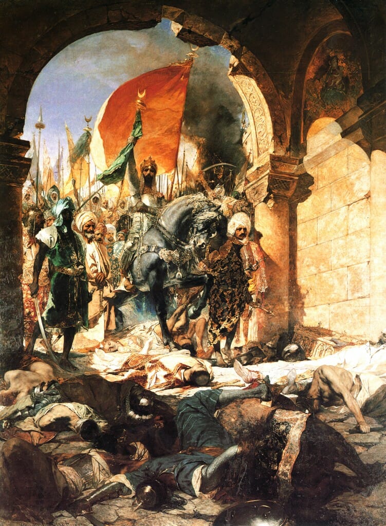 A Romantic vision of the fall of Constantinople.  "The_Entry of Mahomet II into Constantinople" by Benjamin Constant. 1876