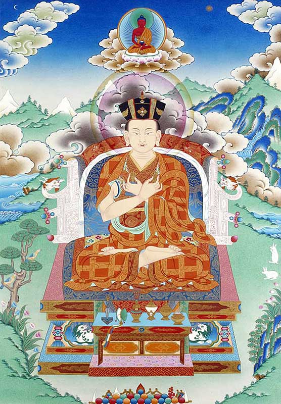 In this Thangka we find pictorial devices that parallel the icons  shown above, such as the use of ethereal gradation, frontality and flat geometric patterning, all of which contribute to instill the image with a sense of the timeless. It could be said that this image is in some ways much more abstract than the icons. It seems to materialize out of mist and light. Yet, it is clear that both the icons and this Thanka take the device of gradated backgrounds to a non-naturalistic direction that is quite distinct from the examples of Romantic paintings shown above. This is even more so in the case of the Ottonian works shown below. 