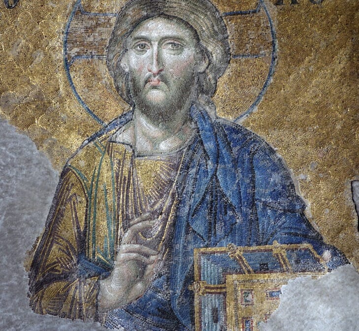 Agia Sophia mosaics in situ, showing the direction of light for the nearby window. 25. Detail, showing the directional lighting on the neck.