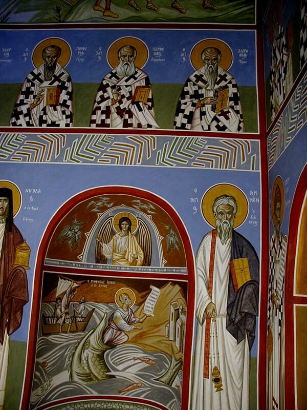 Markos Kampanis, Murals at the Convent of the Virgin Mary, Kornofolia, 2005. Casein and egg emulsion.