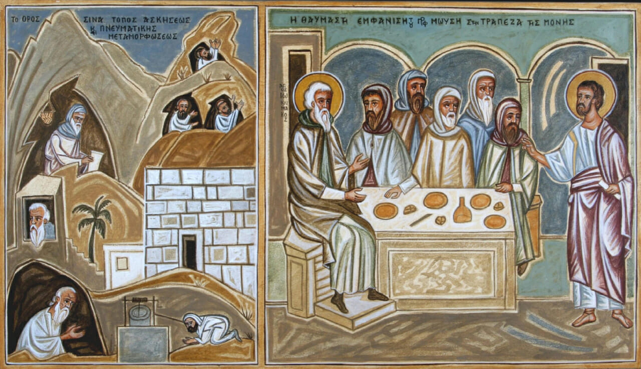 Markos Kampanis, Portable mural, part of the life of Moses, St. Katherine's Monastery, Mt. Sinai, 2007. 