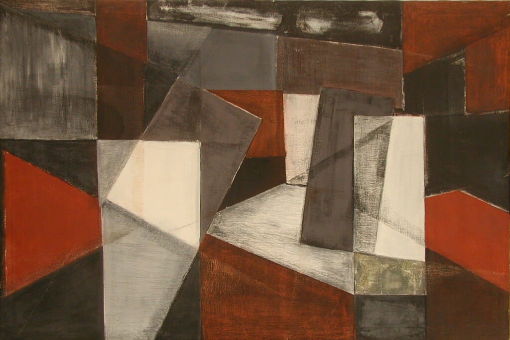 Markos Kampanis, Abstract Composition, 1975. Acrylic and pastel on Canvas, 100 x 150 cm. 