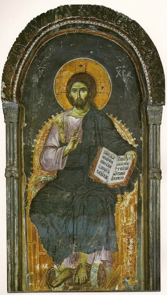 Christ Enthroned, the Protaton, Mount-Athos, attributed to Manuel Panselinos, 1290.