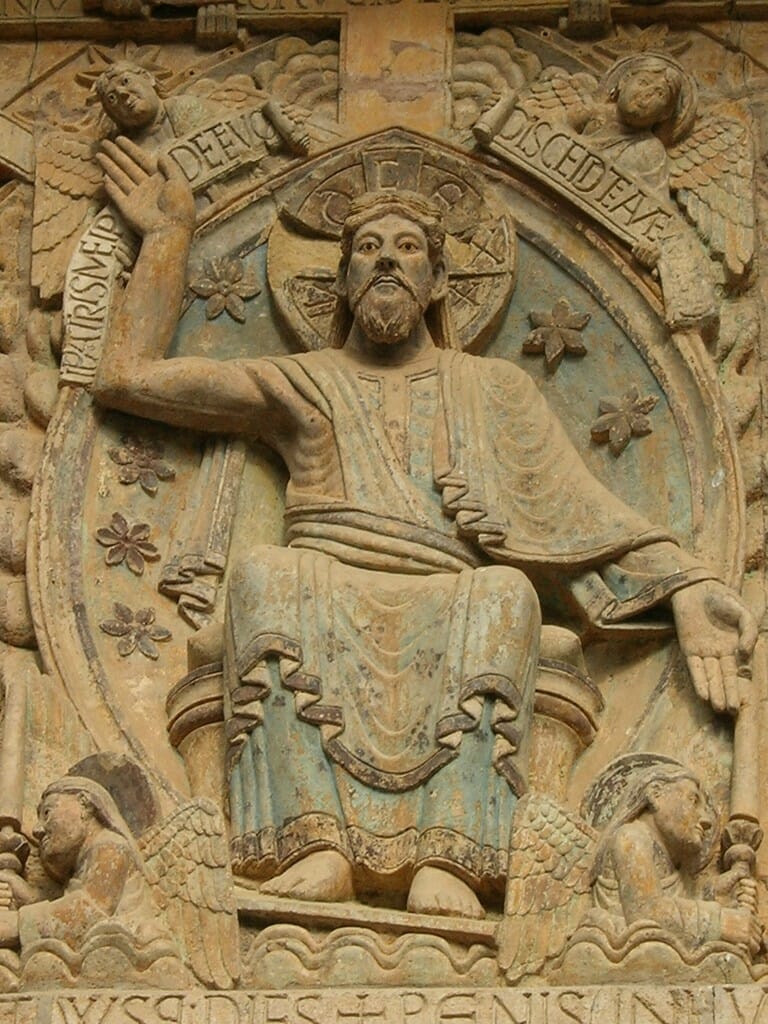 16. Christ Pantocrator in the Tympan the Church, Conques, France, 9th Century.17. Zoom, Cruciform Halo : REX [et] JUDEX