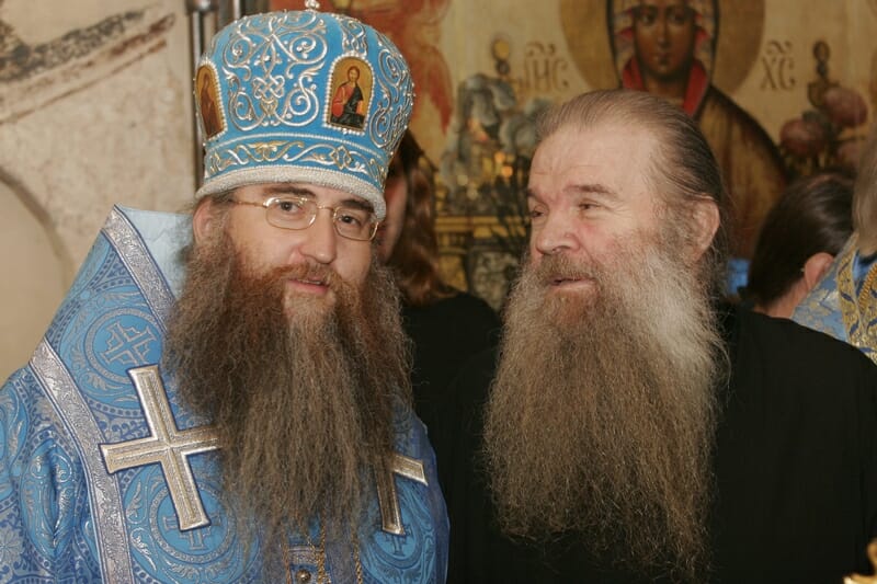 Caption 04: Bishop (now Metropolitan) Longin, of Saratov and Volsk and Archimandrite Matfey (Mormyl). Photo from 2005.