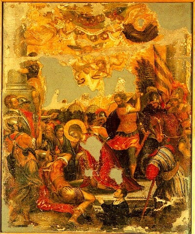 Decapitation of Aghia Paraskevi. Michael Damaskenos, 16th century.
