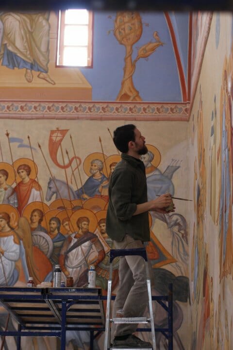Anton, working on a fresco