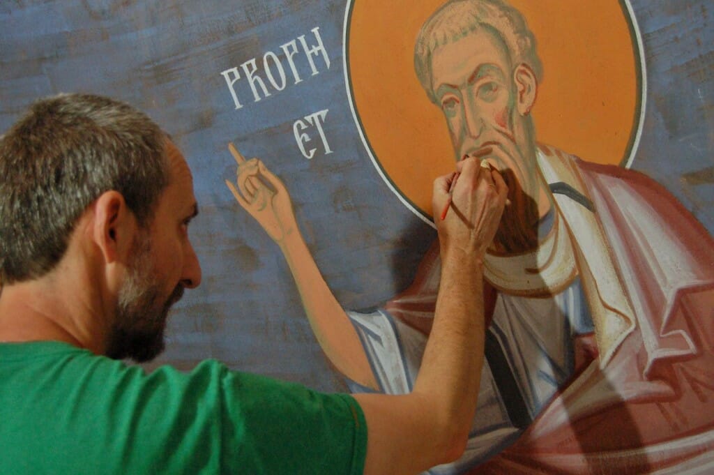 Vladimir painting a prophet.